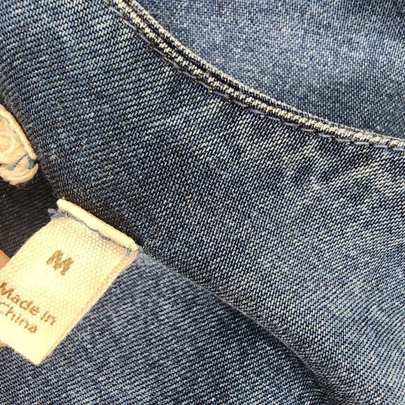 Soft Surroundings Womens Wendy Button Tunic Shirt Blue Chambray Denim V Neck Med - Picture 10 of 12